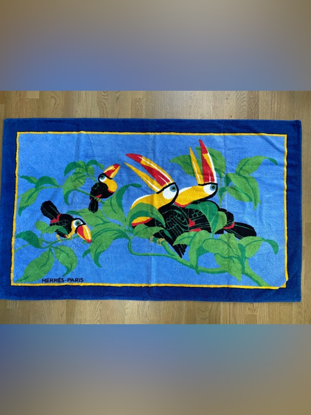 Hermes-Paris Drap de Plage Toucans Beach Towel vintage